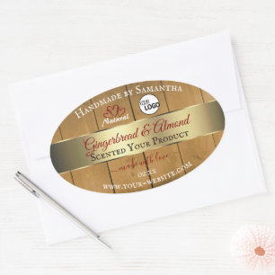 Wooden Boards Product Label Gold Border Heart Logo