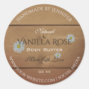 Wooden Boards Product Packaging Label Daisy Flower