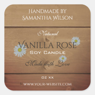 Wooden Boards Product Packaging Label Daisy Flower