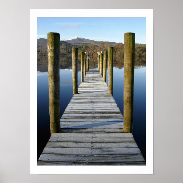 Wooden Boat Landing on Derwentwater  Poster (Front)