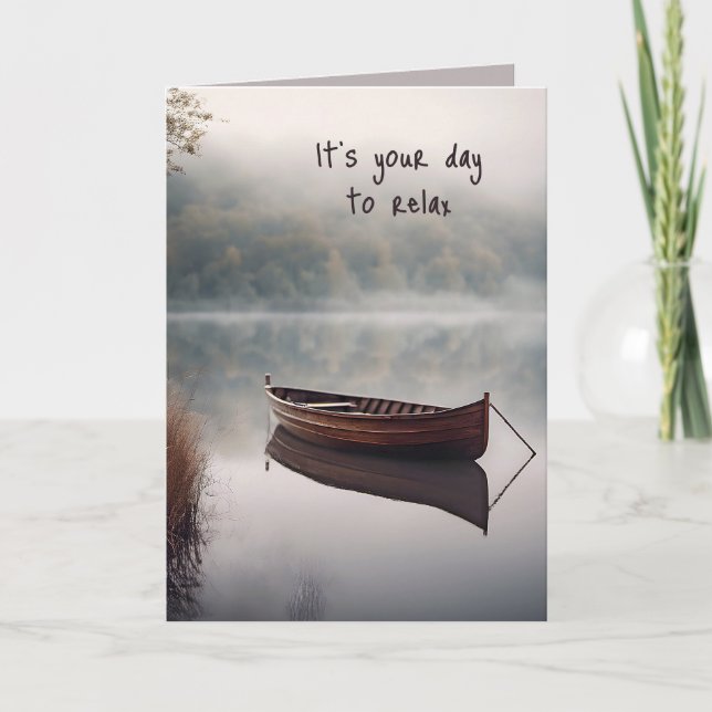 Wooden Boat On Lake Birthday  Card (Front)