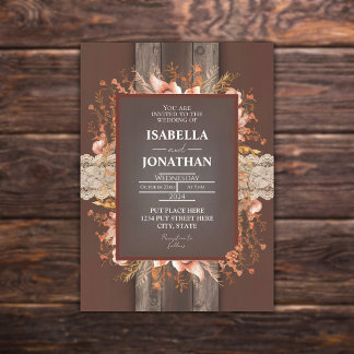 Wooden Boho Rustic Wedding Invitation