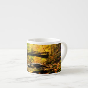 Wooden Bridge and Creek in Fall Espresso Cup