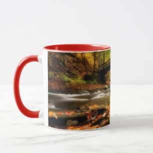 Wooden Bridge and Creek in Fall Mug