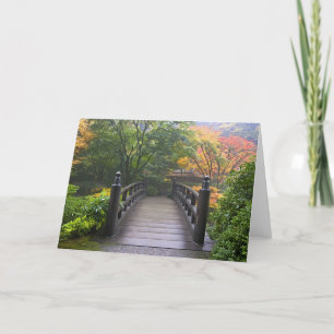 Wooden Bridge in Japanese Garden Greeting Card