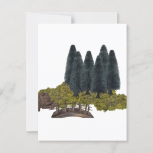 Wooden bridge in the mountain forest postcard