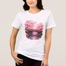 Wooden Bridge with Cherry Blossoms