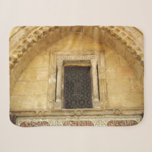 Wooden brown carved window on Coptic church in Sherpa Blanket