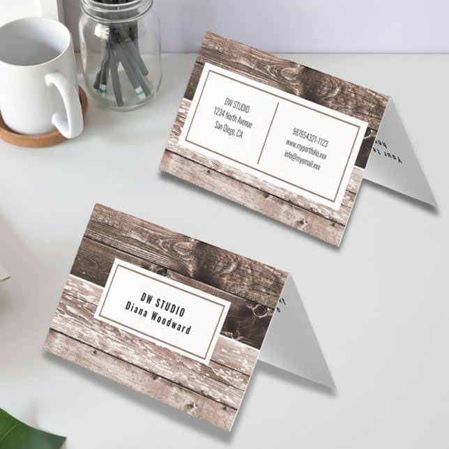 Wooden Brown Modern Background Business Card (Creator Uploaded)