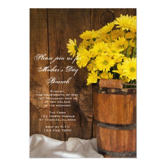 Wooden Bucket Yellow Daisies Mother's Day Brunch Card