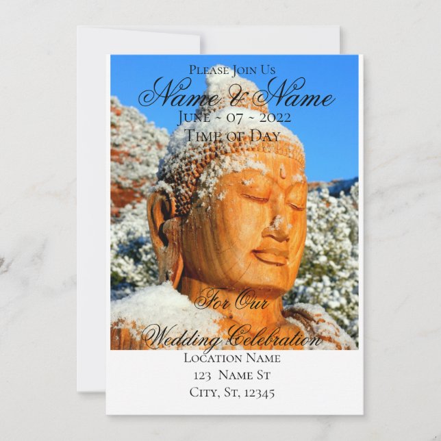 Wooden Buddha in Snow Thunder Cove  Invitation (Front)