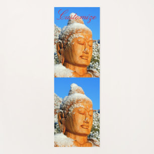 Wooden Buddha in Snow Thunder Cove Yoga Mat