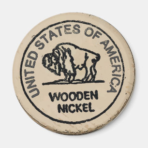 Wooden Buffalo Nickle, add you name Magnet