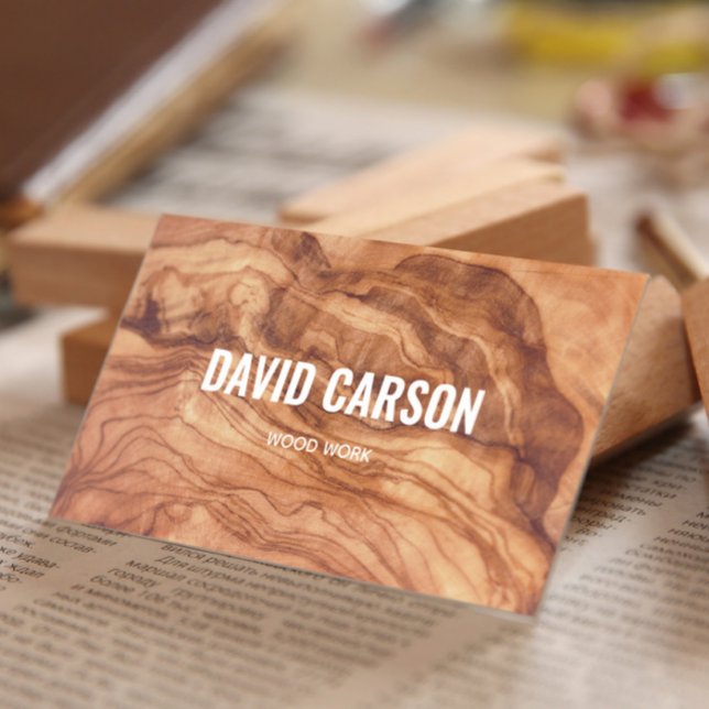 Wooden Carpenter Construction Handyman Business Card (Creator Uploaded)