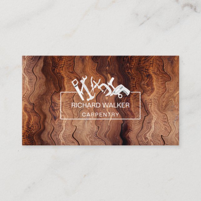 Wooden Carpentry Handyman Construction Tools  Business Card (Front)