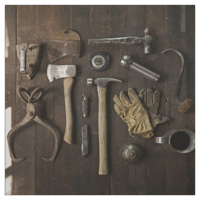 wooden carpentry handyman tools collection fabric (Swatch)
