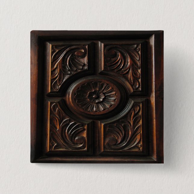 Wooden Carving 15 Cm Square Badge (Front)