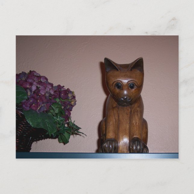 Wooden Cat Postcard (Front)
