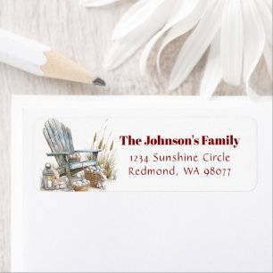 Wooden chair with Easter eggs address Return Address Label