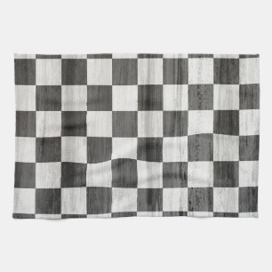 Wooden Checker Pattern Tea Towel