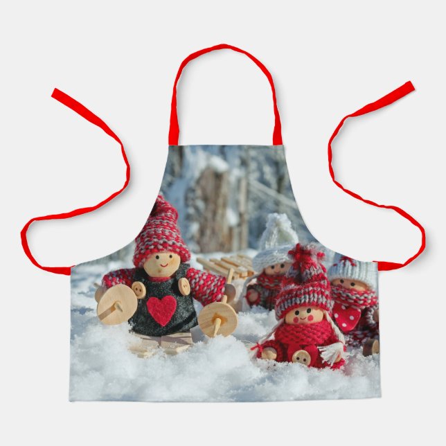Wooden Christmas Figurines Apron (Front)