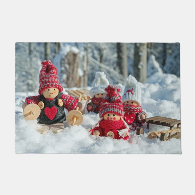 Wooden Christmas Figurines Doormat (Front)