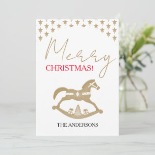 Wooden Christmas Rocking Horse Holiday Card