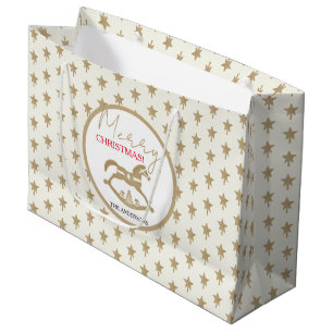Wooden Christmas Rocking Horse Large Gift Bag