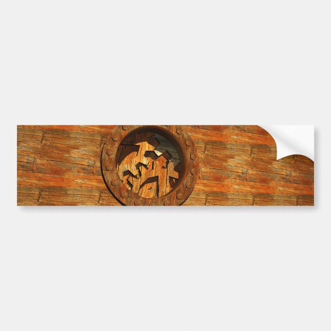wooden clockwork bumper sticker (Front)