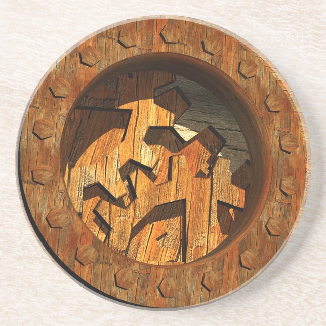 wooden clockwork coaster (Front)