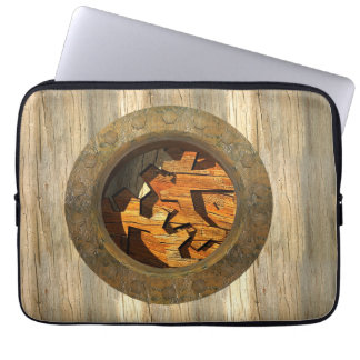 wooden clockwork laptop sleeve