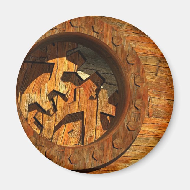 wooden clockwork magnet (Front)