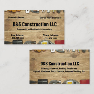 Wooden Construction Company Caution Business Card