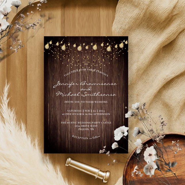 Wooden Country Style Rustic Wedding Invitation (Creator Uploaded)