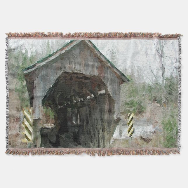 Wooden Covered Bridge Throw Blanket (Front)