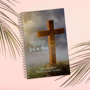 Wooden Cross Bible Verse Personalised Notebook