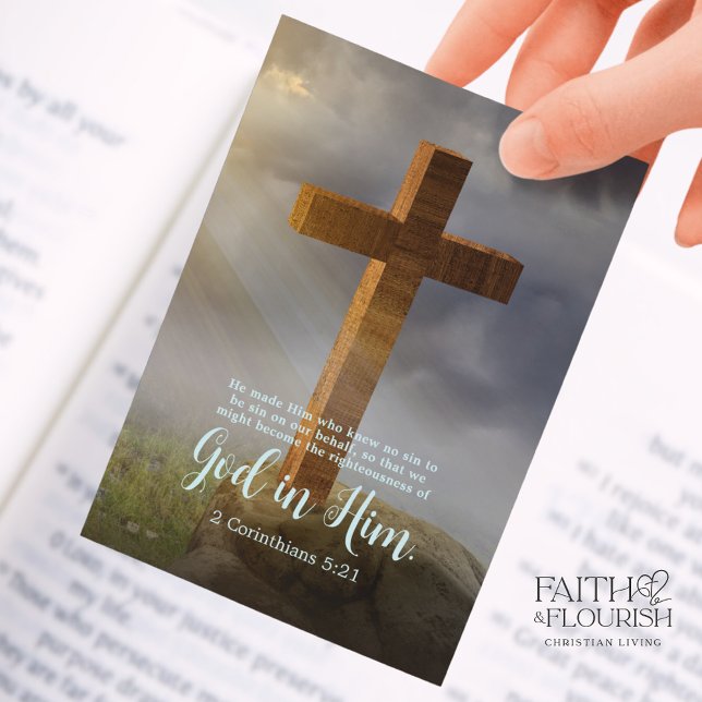 Wooden Cross Scripture Bible Bookmark Advice Card (Creator Uploaded)