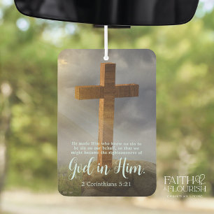 Wooden Cross Scripture Bible Verse Car Air Freshener