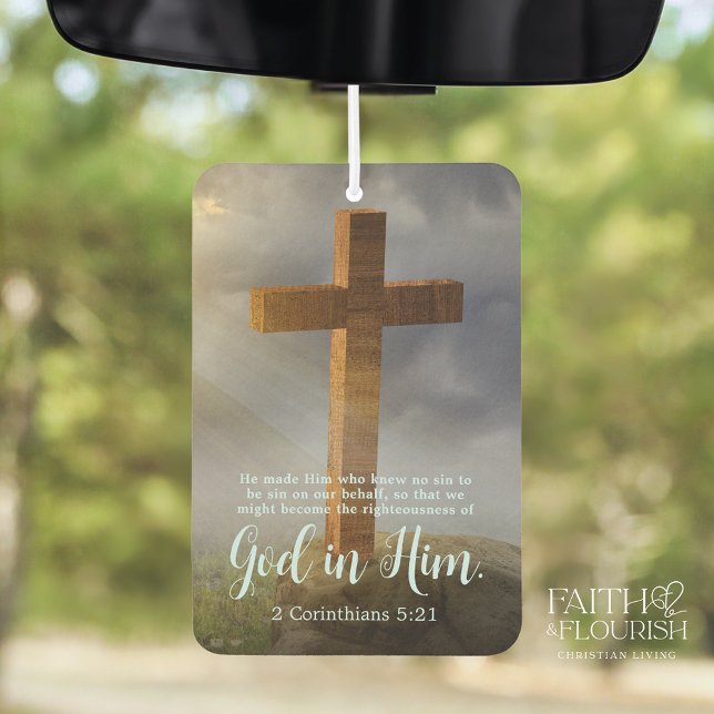 Wooden Cross Scripture Bible Verse Car Air Freshener (Creator Uploaded)
