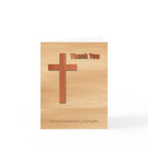 Wooden Cross Sympathy Thank You V Note C