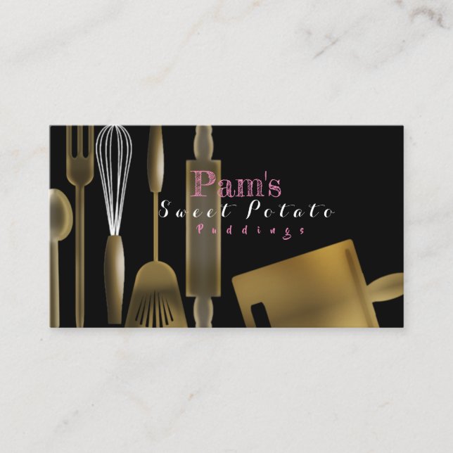 Wooden Culinary Utensils Cook/Bake Business Card (Front)