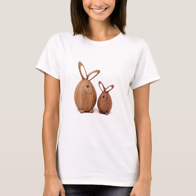 Wooden cute Easter rabbit T-Shirt (Front)