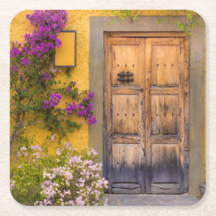 Wooden doorway square paper coaster