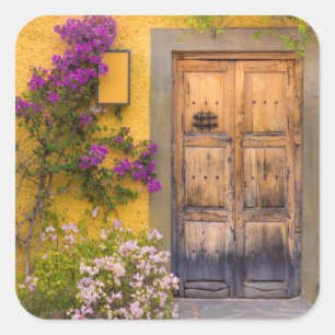 Wooden doorway square sticker