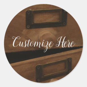 Wooden Drawer Classic Round Sticker