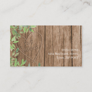 wooden effect carved name business card