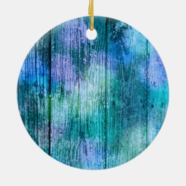 Wooden Fence Graffiti Purple Blue Green Turquoise Ceramic Tree Decoration (Back)