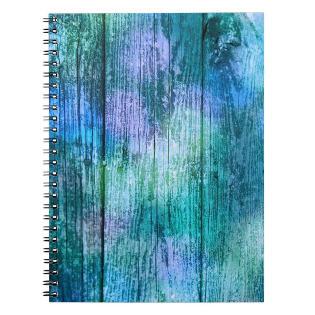 Wooden Fence Graffiti Purple Blue Green Turquoise Notebook (Front)