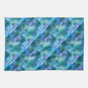 Wooden Fence Graffiti Purple Blue Green Turquoise Tea Towel