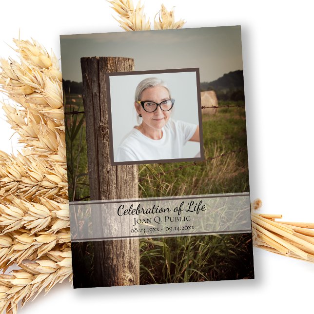 Wooden Fence Post Farm Celebration of Life Invitation (Creator Uploaded)